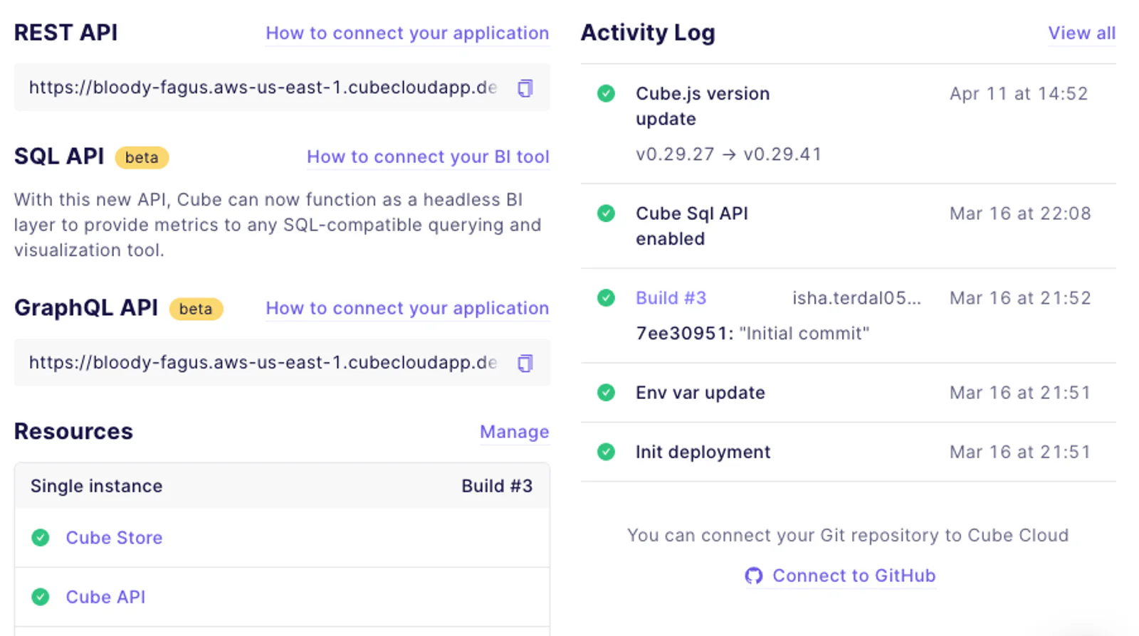 Cube API view