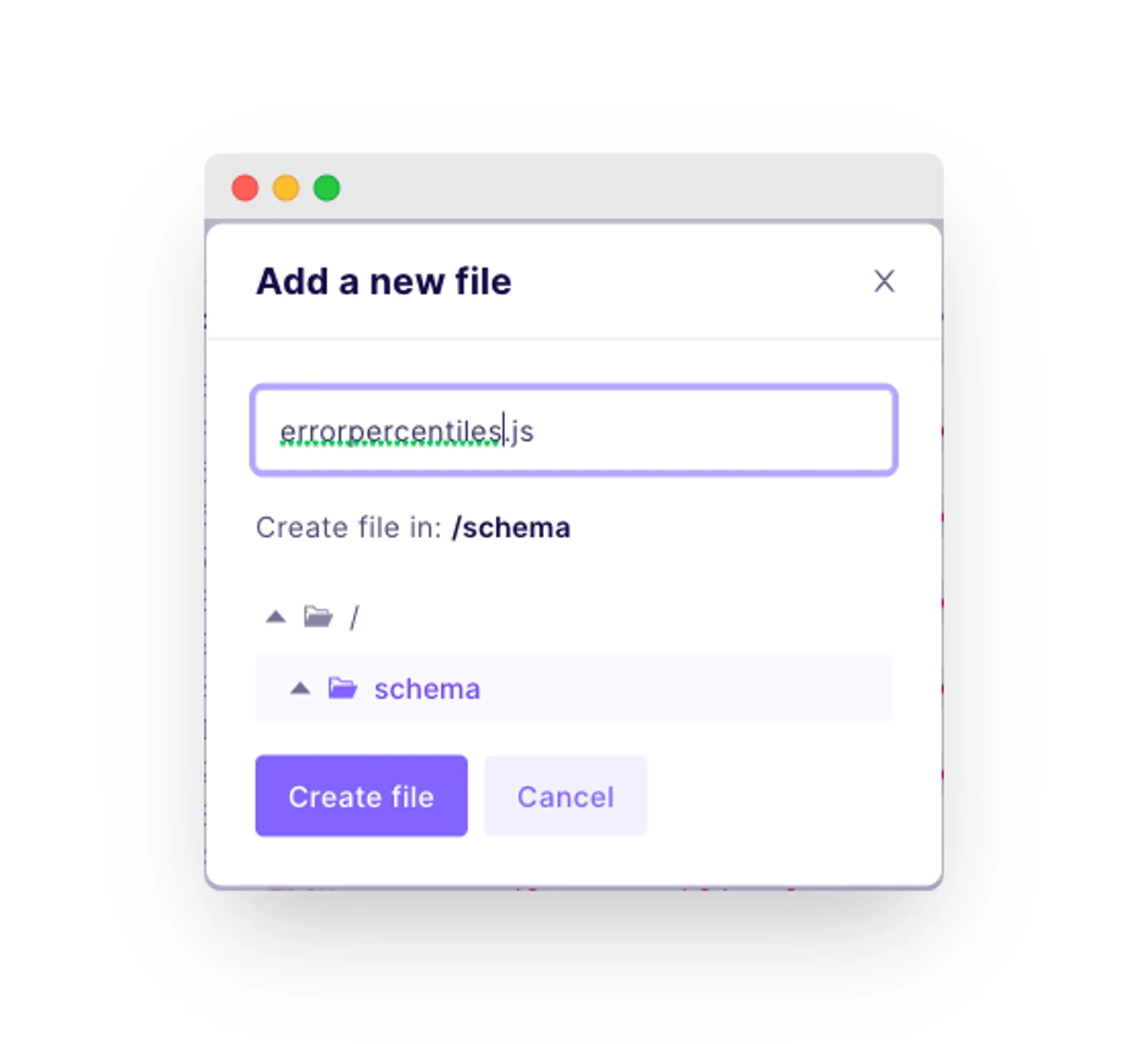 The “Add a new file” window.