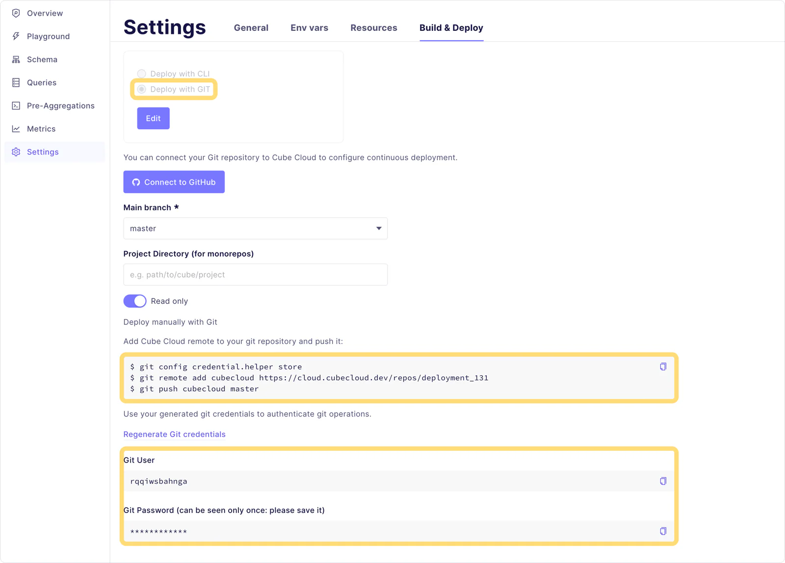 Configuring Cube Cloud as a Git remote