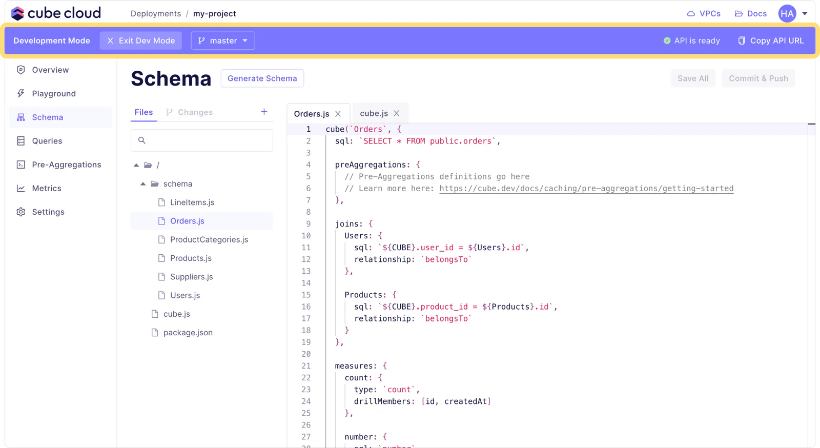 Personal Git branch in Cube Cloud deployment