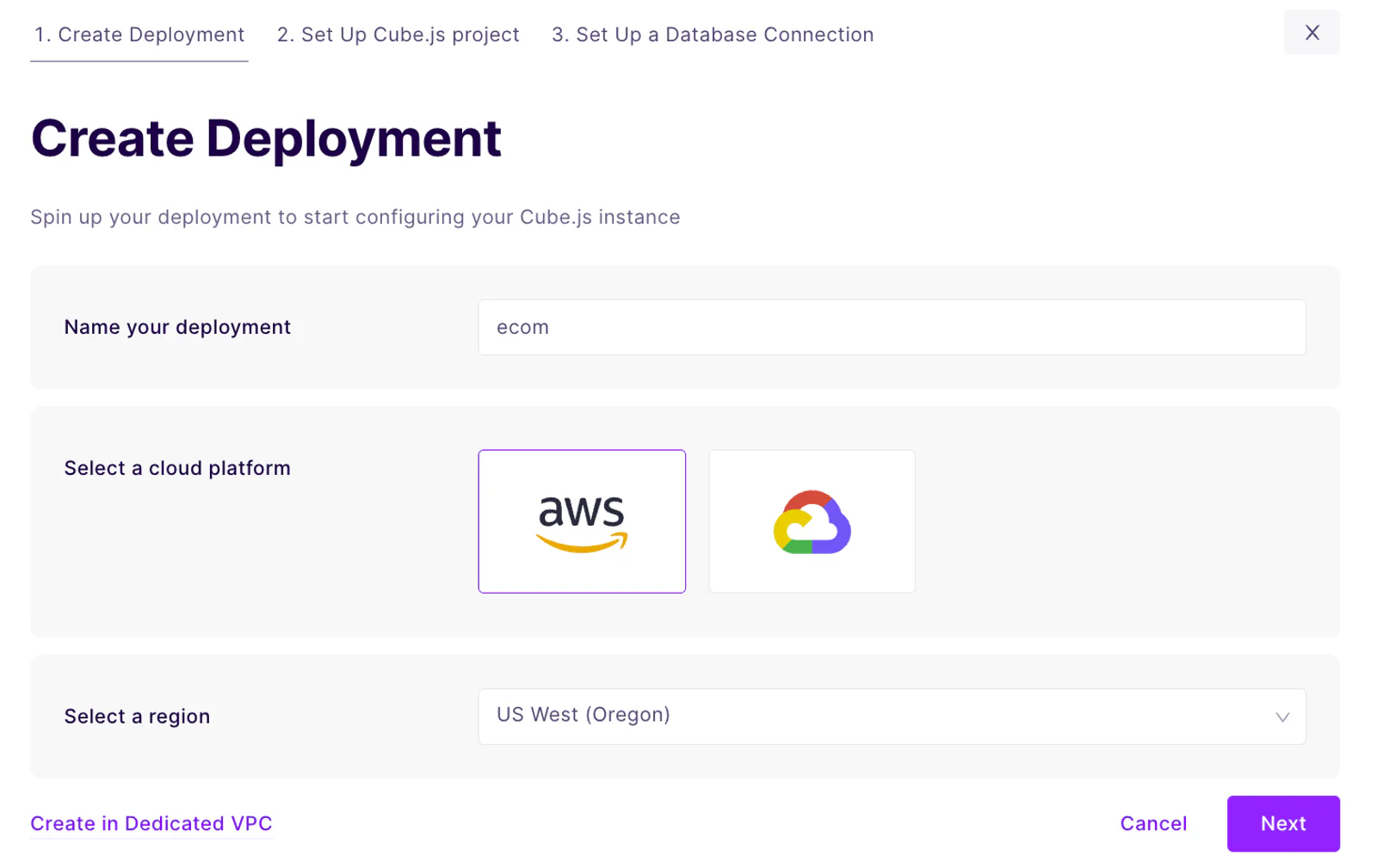 create deployment of cube