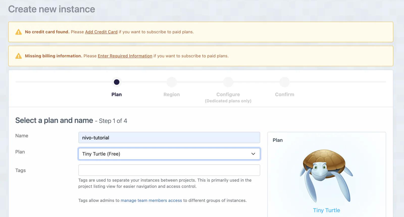 Create Instance ElephantSQL