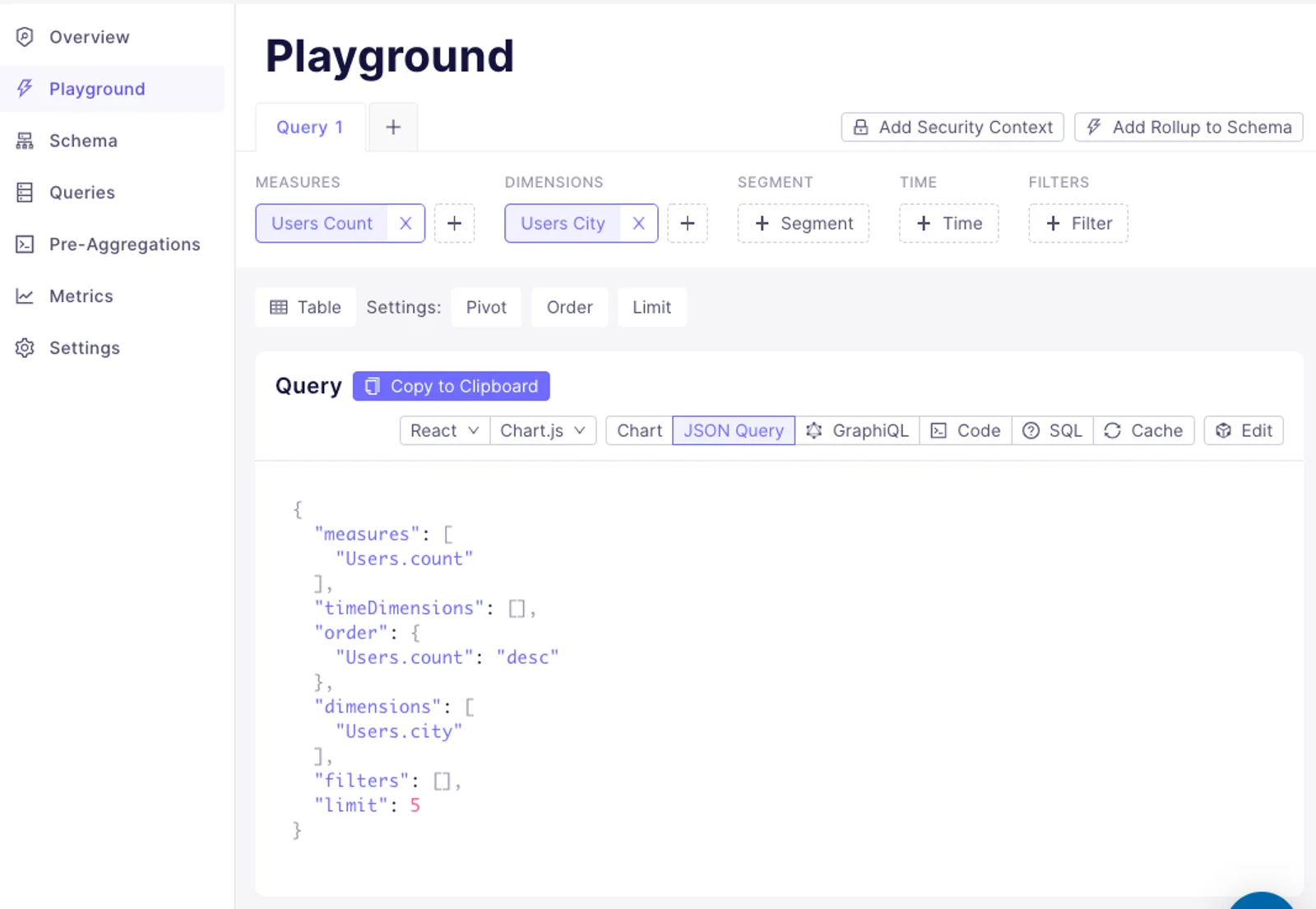 Developer Playground: JSON query