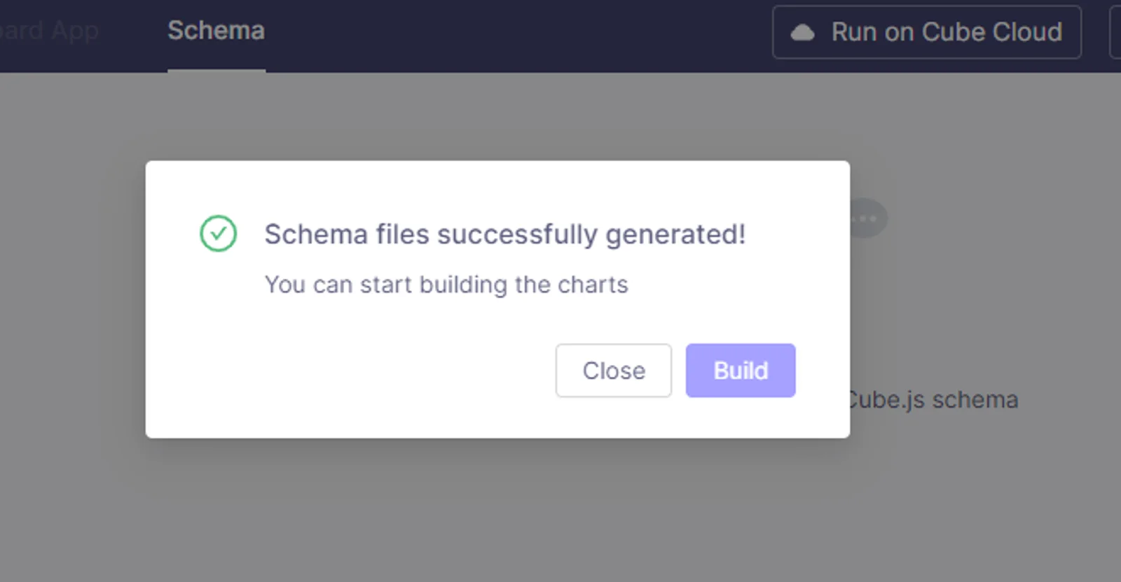 Schema creation success message