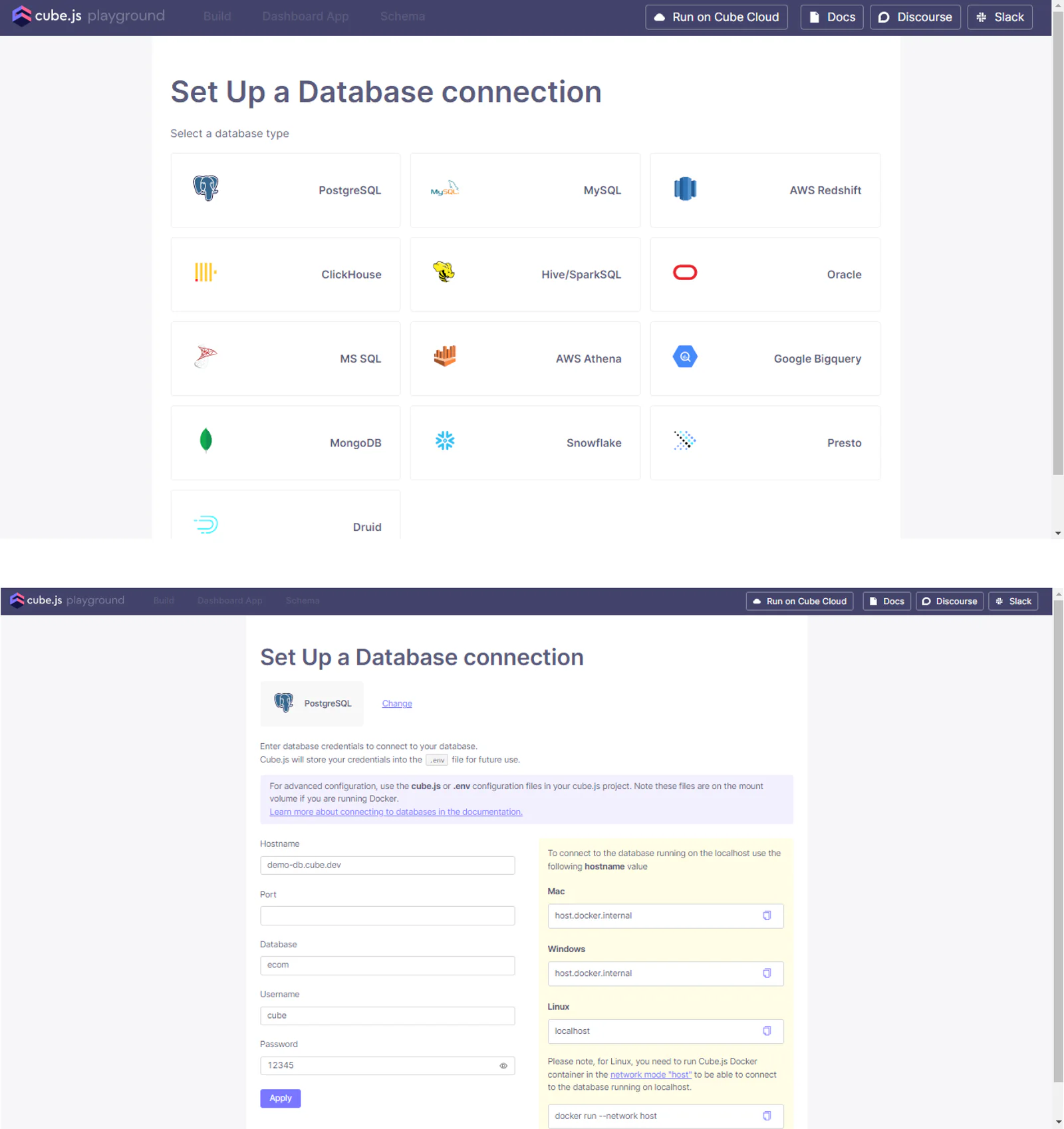 Cube Playground Docker version