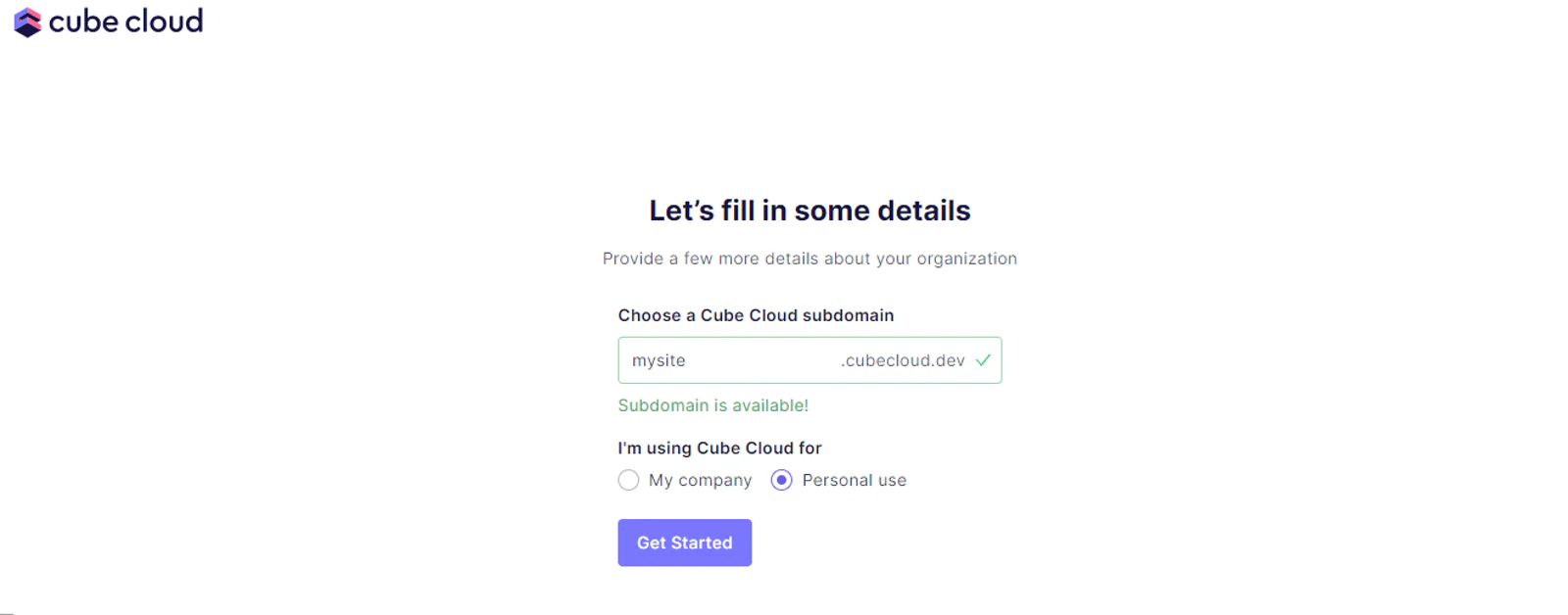 Cube cloud subdomain