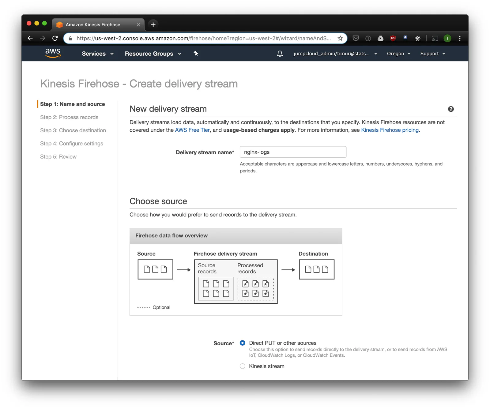 Create delivery stream