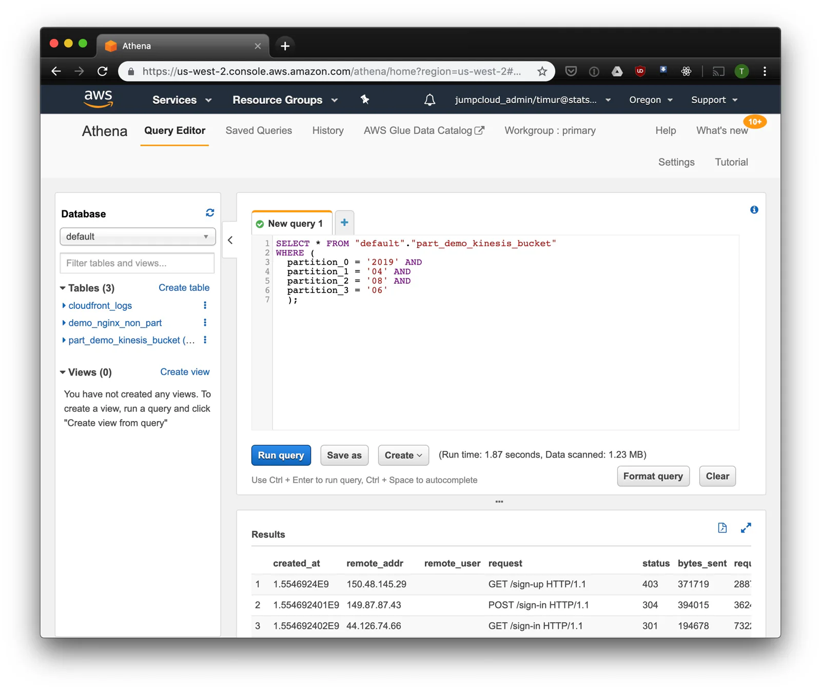 Query with partition filter